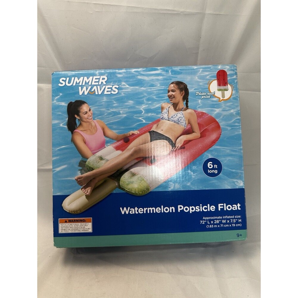 Summer Waves Watermelon Popsicle Pool Float  72"L x 28"W  x 7.5"H  NIB 6 FT Long